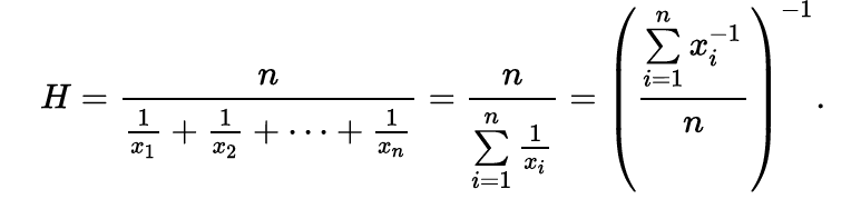 The harmonic mean can be expressed as the reciprocal of the arithmetic mean of the reciprocals of the given set of observations